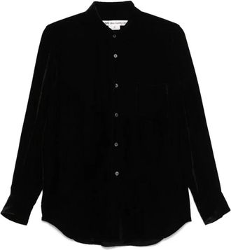 Comme Des Gar&ccedil;ons Zwarte Fluwelen Overhemd met Knoopsluiting - Dames - Overhemden - Zwart - L - Rayon - Overhemden