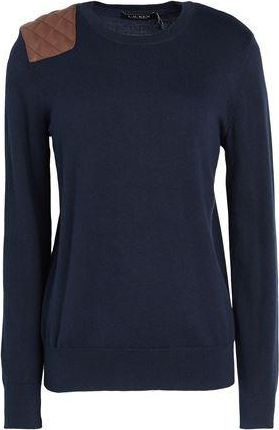 Ralph Lauren FAUX-LEATHER-TRIM COTTON-BLEND SWEATER