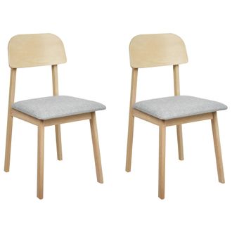 Beliani Beliani - Conjunto De 2 Sillas De Comedor Asiento De Tela Estructura De Madera Clara Gris Claro Scandia