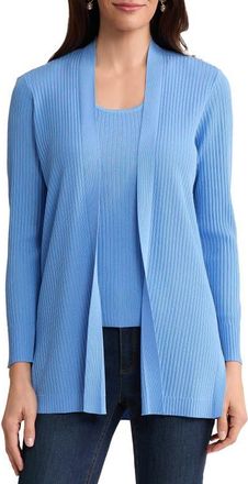 Jones New York Sutton Open Front Rib Knit Cardigan in Blue Horizon at Nordstrom, Size X-Large