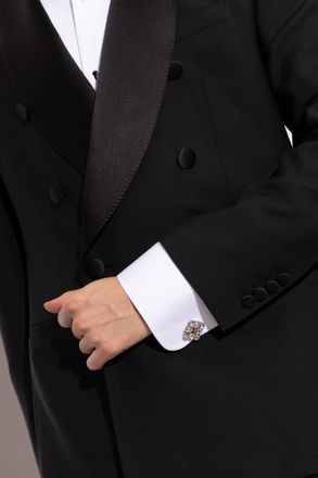 Dolce & Gabbana Crystal-Embellished Cufflinks, Mens, Silver
