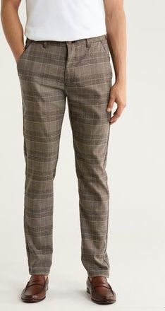 T.R. Premium Plaid Straight Leg Trousers in Grey at Nordstrom Rack, Size 36