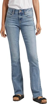 Silver Jeans Co Elyse Comfort Fit Mid Rise Slim Boot Cut Jeans In Light Wash