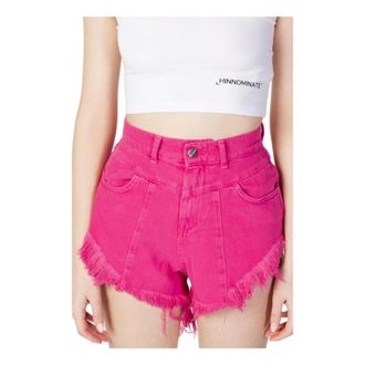 Hinnominate Hinnominate, Korte Broeken, Dames, Roze, M, Katoen, Fuchsia Katoenen Shorts met Ritssluiting