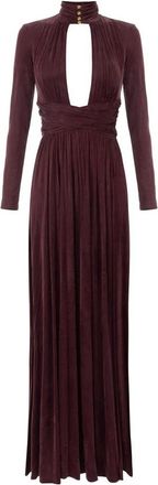 Elisabetta Franchi Red Carpet Jurk in Cupro Jersey Stof met Draperie&euml;n - Dames - Avondkleed - Bruin - XS - Kleedjes