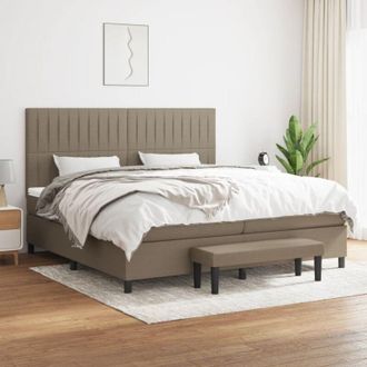 vidaXL Vidaxl - Cama Box Spring Con Colch&oacute;n Tela Gris Taupe 200x200 Cm