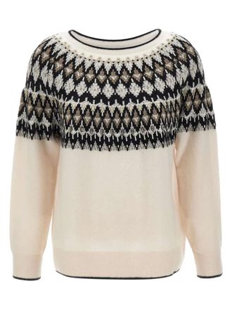 Elena Miro geometric stone-embellished sweater - Neutrals