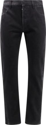 Alexander McQueen Zwarte Katoenen Broek Metalen Knopen - Heren - Slim Fit Jeans - Zwart - L - Katoen - Jeans