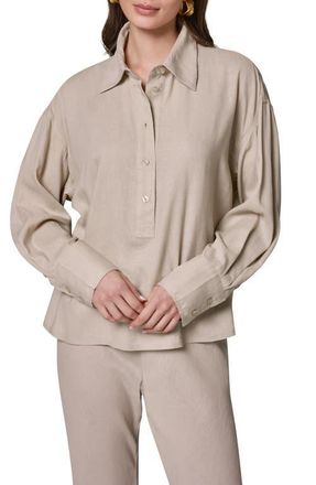 DKNY Linen Blend Top in Sandstone at Nordstrom, Size X-Small