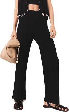 Maje Jewelled knit trousers in Black at Nordstrom, Size 38 Eu