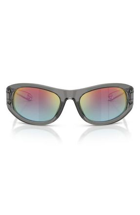 Diesel DL2007U 57mm Gradient Cat Eye Sunglasses in Transparent Grey /Green Brown at Nordstrom