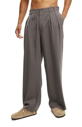 Cotton On Mens Super Baggy Pleated Pant in Charcoal Pinstripe at Nordstrom, Size 34