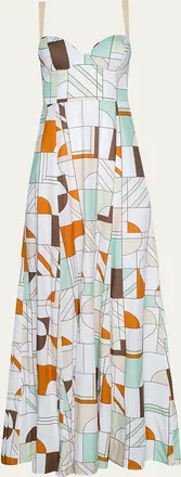L'agence Sutton Geometric Maxi Dress