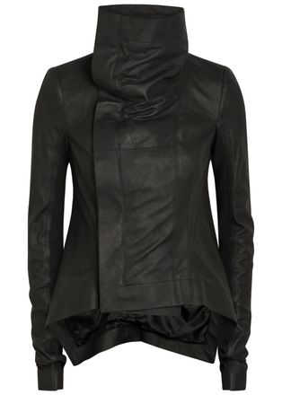 Rick Owens Naska Asymmetric Leather Jacket - Black - 42 (UK10 / S)