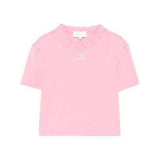 Shushu/Tong T-Shirts, female, Pink, Size: XS Ruffle-Trim Logo-Print T-Shirt