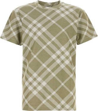 Burberry Mens Printed Stretch Cotton Blend T-shirt - Sage Green - Size Medium
