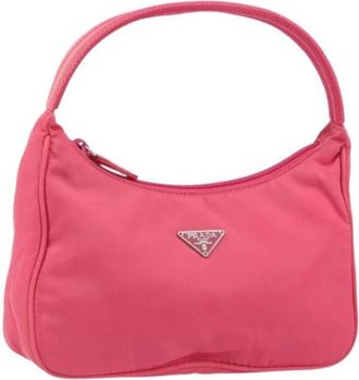 Prada Pre-owned Shoulder Bags, female, Pink, Size: ONE SIZE Pre-owned Nylon Shoulder Bag