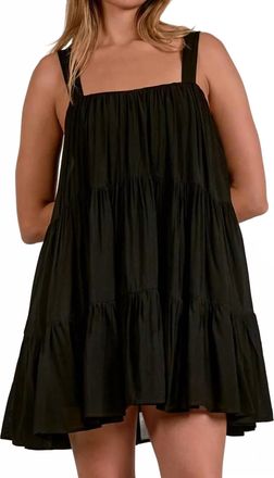 Elan Jodi Tiered Woven Mini Dress In Black