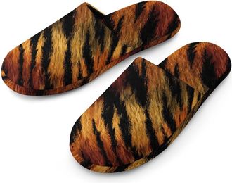 Generic Tiger Pattern Mens Slippers Warm Non-Slip Houes Shose Spa Slipper for Home Bedroom