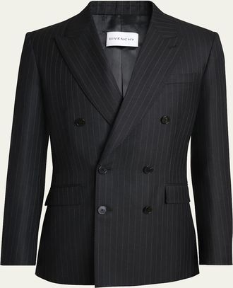 Givenchy Mens Double-Breasted Pinstripe Sport Coat