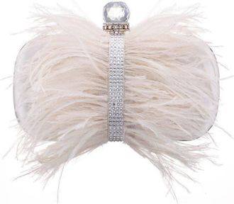 Nina Ostrich Feather Minaudiere in Ivory at Nordstrom