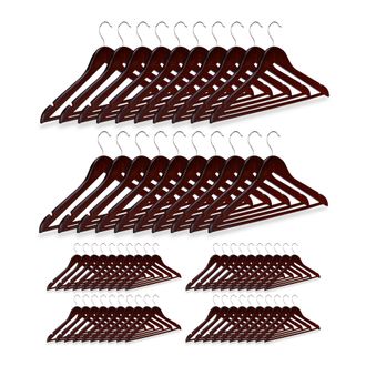 Relaxdays Pack De 60 Perchas Ropa Para Pantalones Y Camisas, Marr&oacute;n, 23 X 44 X 1 Cm