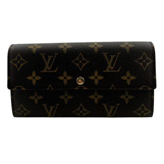 Louis Vuitton Monogram Brown Leather Long Wallet (Bi-Fold) (Pre-Owned)