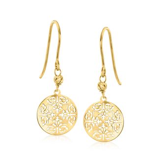 Canaria Canaria Italian 10kt Yellow Gold Damascato Ricami Drop Earrings