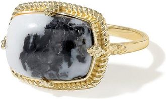 Tiramisu Plated 5.65 Ct. Tw. Zebra Jasper Solitaire Ring