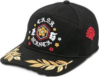 Casablanca Embroidered Black Cotton Baseball Cap