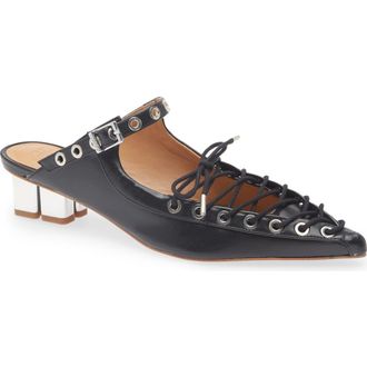 Ganni Eyelets Lace-Up Mule in Black at Nordstrom Rack, Size 7Us / 37Eu