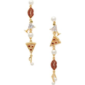Kate Spade New York crystal charm linear drop earrings in Yellow Gold Multi at Nordstrom