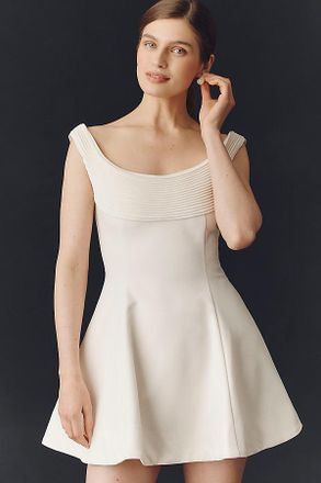 BHLDN Crepe Portrait Neckline Mini Dress
