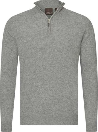 Oscar Jacobson Patton Regular Fit Half Zip Trui - Heren - Coltruien - Grijs - XL - Wol - Truien & Vesten
