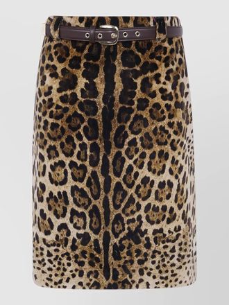 Max Mara velvet leopard mini skirt belted waist