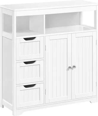 Yaheetech Mobile Da Bagno Armadietto Da Terra Con Cassetti E Ripiano Regolabile Mobiletto Con Ante Da Soggiorno Salotto Credenza Cucina Bianco - Yaheetech