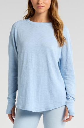 Zella Relaxed Washed 2.0 Long Sleeve Slub Tee in Blue Fog at Nordstrom Rack, Size Medium