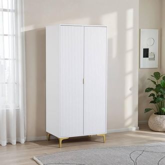 Seconique Miami 2 Door Wardrobe - White/Gold in White