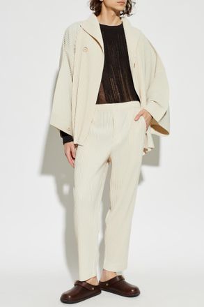 Homme Pliss&eacute; Issey Miyake Pleated Trousers, Mens, Cream