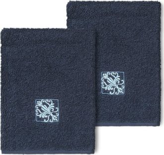 Linum Home Textiles Vivian Embellished Washcloth - Set of 2 - Midnight Blue at Nordstrom Rack
