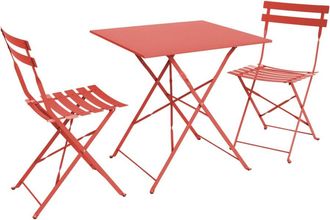 Sweeek Mobiliario de jard&iacute;n plegable bistro, mesa 70x70cm con dos sillas