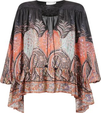 Zimmermann Paisley Print Silk Blouse With Hemline