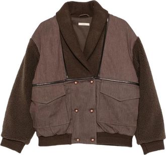 Sessun Double-breasted Fleece-sleeve Jacket
