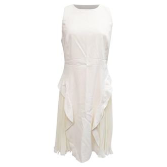 Philosophy di Lorenzo Serafini Pleated Ruffled Midi Dress in Cream Rayon