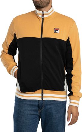 Fila Mens Tiebreaker Funnel Neck Track Jacket, Oak Buff/Black/Gardenia, XL