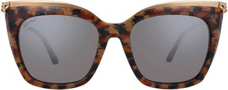 Cartier Silver Cat Eye Ladies Sunglasses CT0030S 004 53