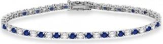 Allurez Alternating Diamond & Blue Sapphire Eternity Bracelet 14K White Gold (4.39ct)