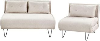 Beliani Living Room Set 3 Seater VESTFOLD Fabric Light Beige