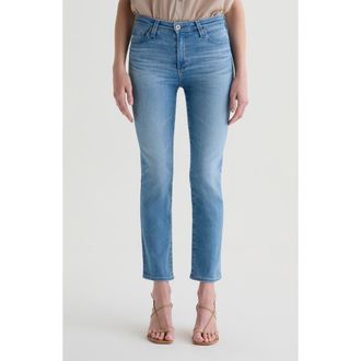 AG - Adriano Goldschmied Mari Mid Rise Crop Slim Straight Leg Jeans in Atlantis at Nordstrom, Size 25
