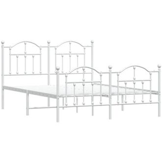 vidaXL Vidaxl - Estructura Cama Sin Colch&oacute;n Con Estribo Metal Blanco 150x200 Cm